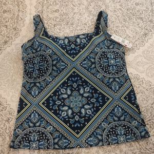 Square neck Tankini, size 14.  Free swim skirt